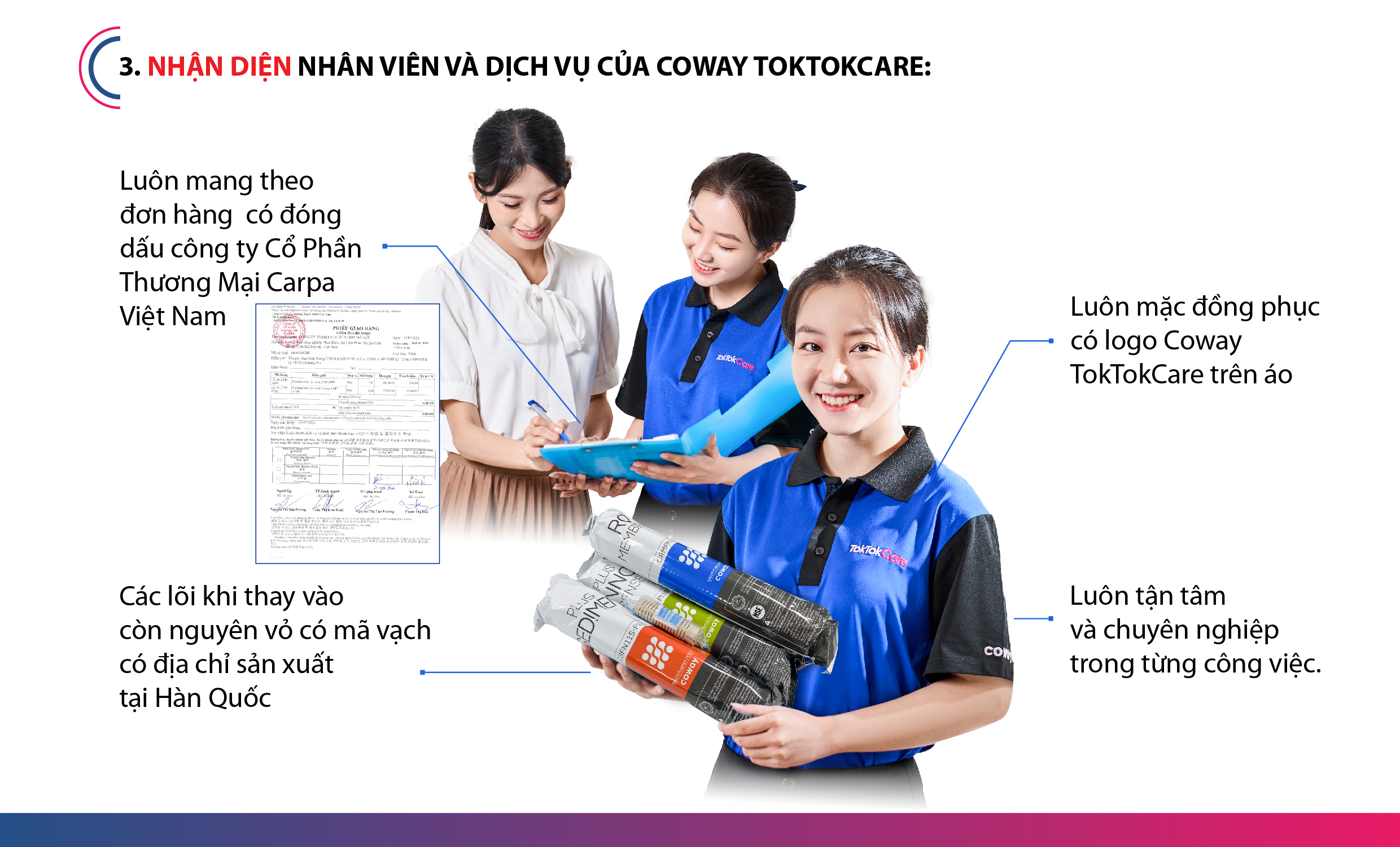 Cách phân biệt dịch vụ và nhân viên TokTokCare Coway chính hãng