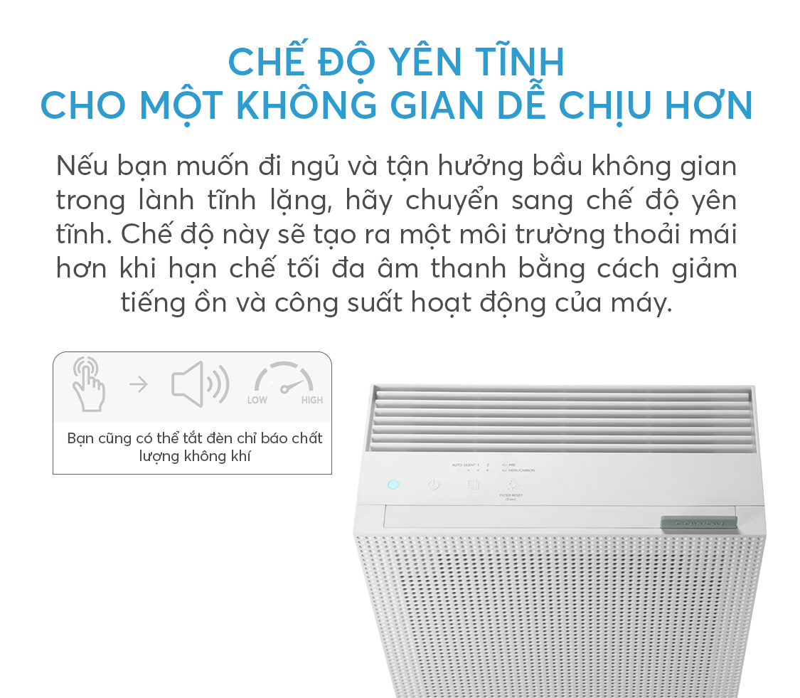 chế độ yên tĩnh của máy lọc không khí Coway Cartridge (W)