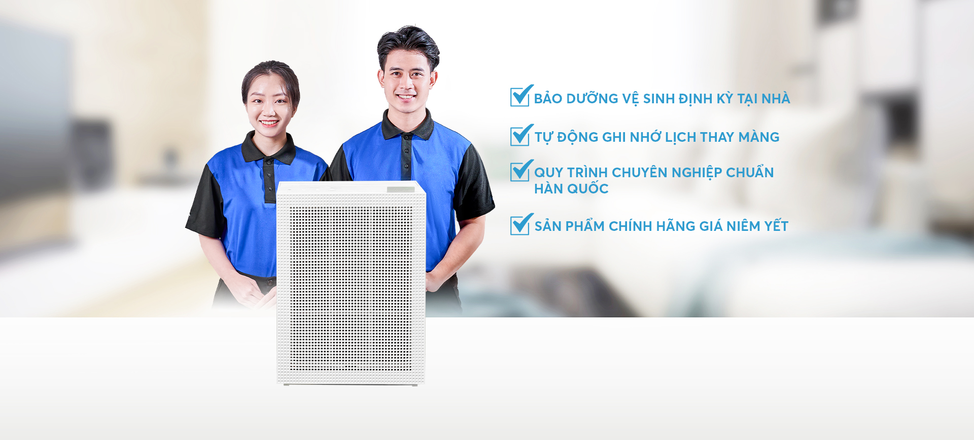 vệ sinh bảo dưỡng máy lọc không khí Coway Cartridge trắng